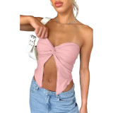 Fashionable and Sexy Solid Twisted Bra Open Back Top