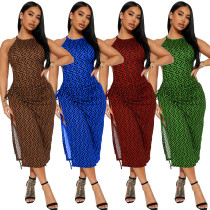 Women's Fashion Hot selling Print Split Dress