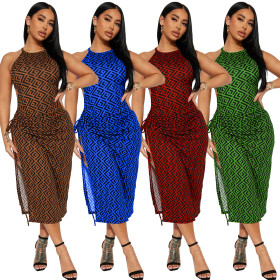 Women's Fashion Hot selling Print Split Dress