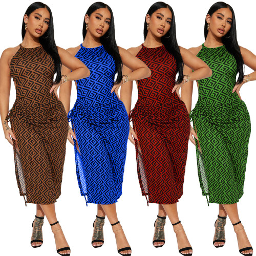 Women's Fashion Hot selling Print Split Dress