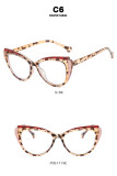 Cat's Eye Colored Flat Mirror 2023 New Anti Blue Light TR90 Splice Eyeglass Frame Cross border Fashion Pure Color Matching Degrees