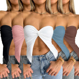Fashionable and Sexy Solid Twisted Bra Open Back Top