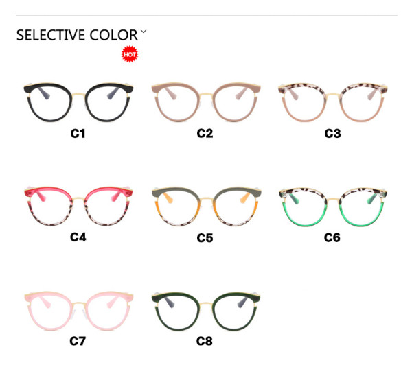 Cat's Eye Circular Flat Mirror TR90 Anti Blue Retro Eyeglass Frame Street Photo ins Trendy Glasses Frame