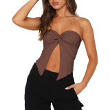 Fashionable and Sexy Solid Twisted Bra Open Back Top