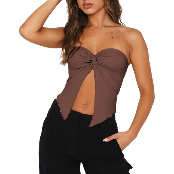 Fashionable and Sexy Solid Twisted Bra Open Back Top