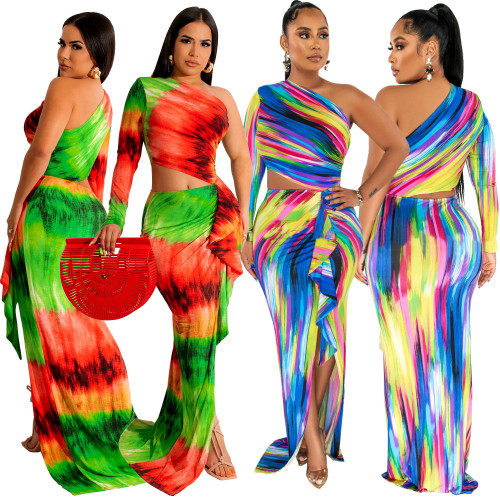 2023 New Popular Print Ruffle Dress