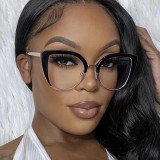 Cat's Eye Half Frame Large Frame Flat Mirror Anti Blue Light 2023 New Glasses Frame INS Retro Trendy Eyeglass Frame