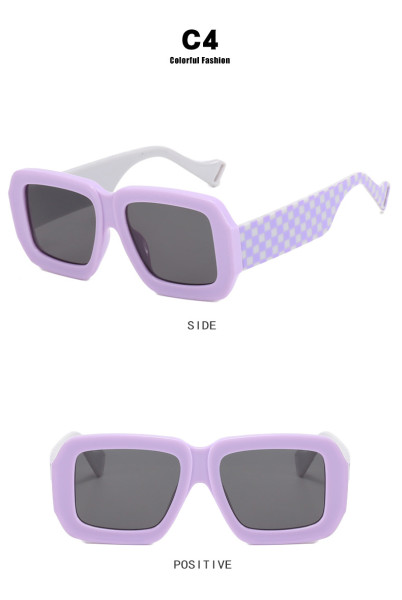 Square large frame sunglasses checkerboard 2023 new Sunglasses cross-border fashion sunglasses show
