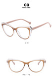 Cat's Eye Colored Flat Mirror 2023 New Anti Blue Light TR90 Splice Eyeglass Frame Cross border Fashion Pure Color Matching Degrees