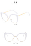 Cat's Eye Half Frame Large Frame Flat Mirror Anti Blue Light 2023 New Glasses Frame INS Retro Trendy Eyeglass Frame