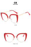 Cat's Eye Half Frame Large Frame Flat Mirror Anti Blue Light 2023 New Glasses Frame INS Retro Trendy Eyeglass Frame
