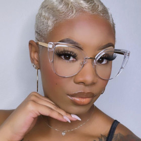Cat's Eye Half Frame Large Frame Flat Mirror Anti Blue Light 2023 New Glasses Frame INS Retro Trendy Eyeglass Frame