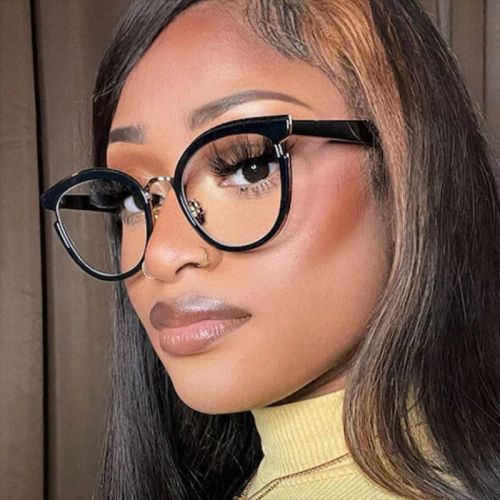 Cat's Eye Circular Flat Mirror TR90 Anti Blue Retro Eyeglass Frame Street Photo ins Trendy Glasses Frame