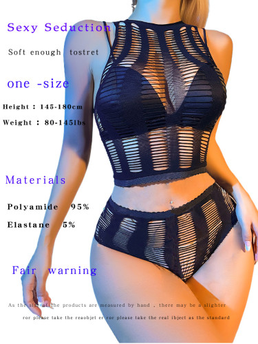 Fun Perspective Mesh Sexy Bikini High Elastic Hollow out Temptation Mesh