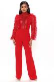 Autumn/Winter Lace Lace Tassel Pants Perspective Sexy jumpsuit