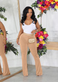 High waisted and hip lifting elastic micro flared pants (pants only)