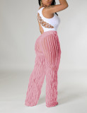 Wave pattern perspective high waisted wide leg pants