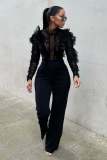 Autumn/Winter Lace Lace Tassel Pants Perspective Sexy jumpsuit