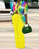 Fashion casual versatile printed long sleeved pants set
