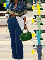 Fashion casual versatile printed long sleeved pants set Fashion casual versatile printed long sleeved pants set