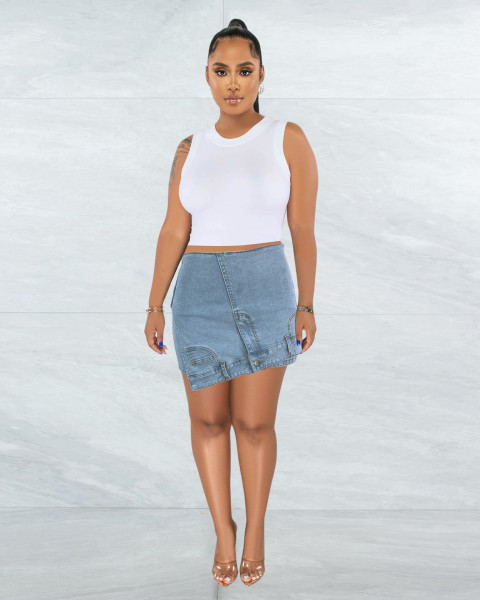 Women's Wash Personalized Street Irregular High Waist Elastic Trouser Skirt