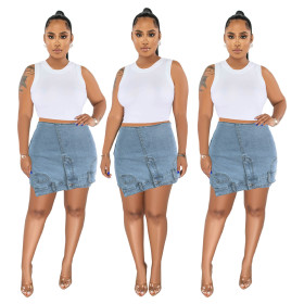 Women's Wash Personalized Street Irregular High Waist Elastic Trouser Skirt