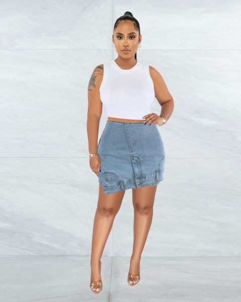Women's Wash Personalized Street Irregular High Waist Elastic Trouser Skirt