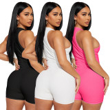 Thread Sleeveless Sports Zipper Commuter jumpsuit