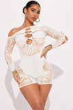 Zebra pattern patchwork pearl buckle off shoulder sexy jumpsuit