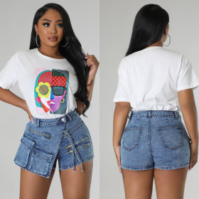 Women's Washable Personalized Street Work Trousers Zipper Multi Pocket Elastic Shorts