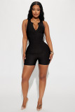 Thread Sleeveless Sports Zipper Commuter jumpsuit