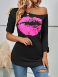 Off Shoulder Irregular Sleeve Length Fashion Slim Fit Top