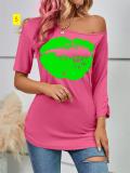 Off Shoulder Irregular Sleeve Length Fashion Slim Fit Top