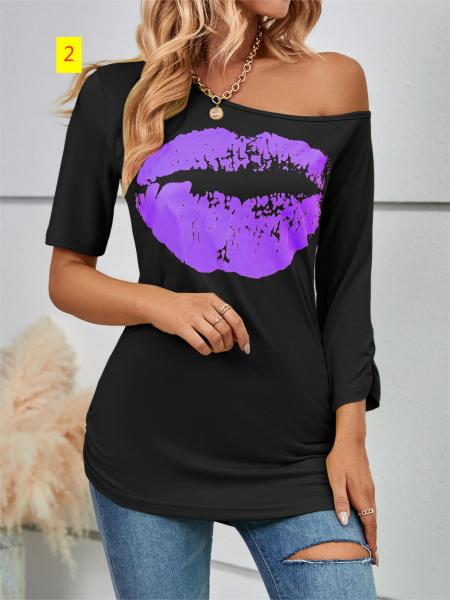Off Shoulder Irregular Sleeve Length Fashion Slim Fit Top