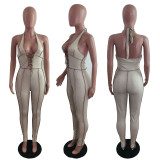 Sexy Slim Fit Open Back Jumpsuit Casual Pants
