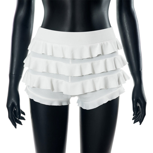 Solid layered tight casual pants shorts