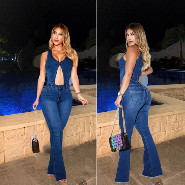 Sexy and fashionable slim fitting jumpsuit jeans