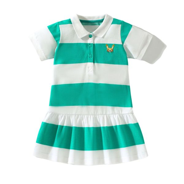 Children's striped POLO dress cute girl's dress