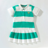 Children's striped POLO dress cute girl's dress