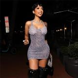 Fashionable U-neck strap sexy slim fit wrap buttocks dress