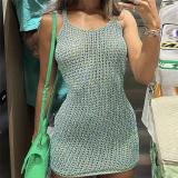 Fashionable U-neck strap sexy slim fit wrap buttocks dress