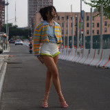 Casual contrasting lapel slim knit cardigan jacket