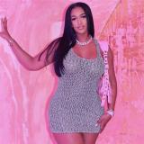 Fashionable U-neck strap sexy slim fit wrap buttocks dress