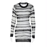 Women's New Long Sleeve Striped Dress