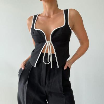 Sexy Spicy Girl Versatile Slim Fit Contrast Strap Top