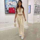 Chicken Eyes Strap Casual Guards Low Waist Hollow Out Pants
