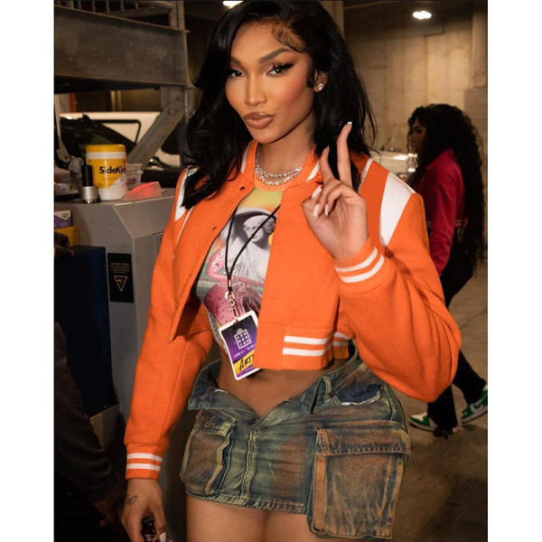 Long sleeved contrast colored short button baseball jersey