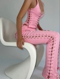 Chicken Eyes Strap Casual Guards Low Waist Hollow Out Pants