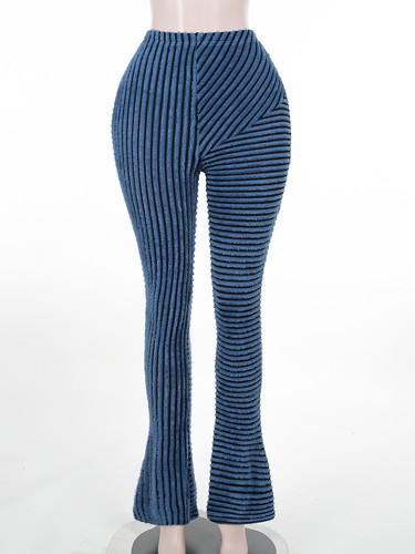 High waisted furry texture sexy perspective micro flared pants