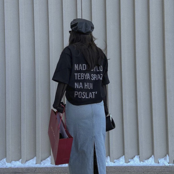 Letter printed hot diamond oversized T-shirt for women's casual outerwear with 5/4 sleeves top
